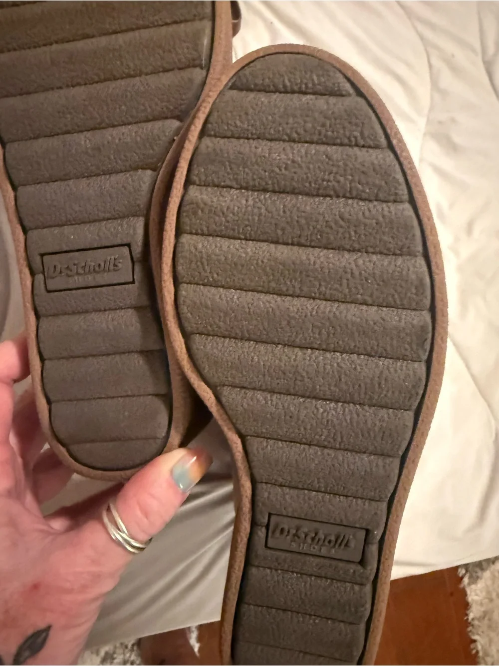 Dr. Scholl's Taupe Suede Lace-Up Wedge Ankle Boots